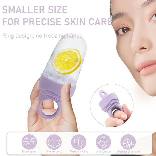Facial Ice Roller Silicone Mold Reusable for Women 1Pc Face and Eye Neck Cold Skin Care Tools Freezer De-puff Eyes Bag Reduce Migraine Pain - Purple