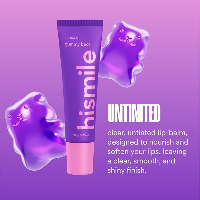 Hismile Lip Balm, Flavoured Lip Balm, Lasting Hydration, Lip Hydration, Vegan Lip Balm, Untinited Lip Balm (10g, Gummy Bear)