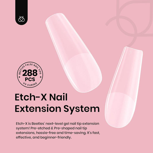 Beetles Gel Nail Tips Long Square 10 Sizes, 288Pcs Pre Shaped Half Matte Press On Nails Gelly Tips False Nails for Gel Nail DIY Art Nail Extensions Acrylic Nails Gift