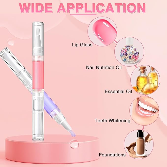 Nail Oil Pen 25Pcs 3ml Empty Transparent Twist Pens Cuticle Oil Pen with Brush Tip for Nail Oil, Liquid Foundation, Eyelash Growth Liquid Tube, Empty Cuticle Oil Dispenser + 48pcs Label