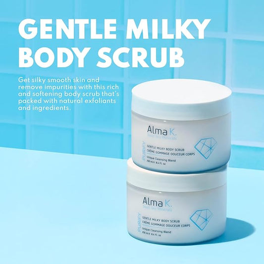 ALMA K Gentle Milky Body Scrub - Exfoliating Body Scrub - Body Exfoliator - Shower Scrub with Shea Butter - Exfoliating Scrub for Women - 8.4 oz