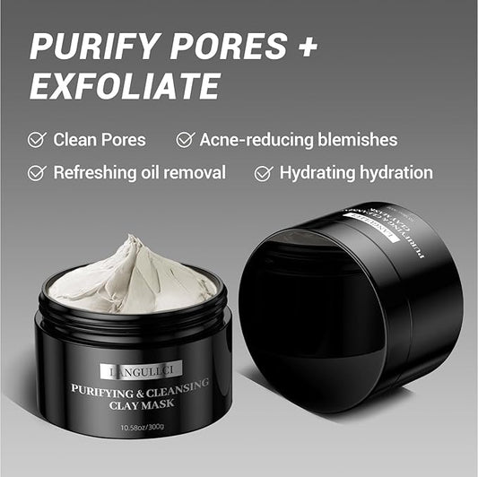 Deep Cleansing Mud Mask - Purifying Clay Facial Mask for Blackhead Removal, Pore Minimizer & Oil Control, Natural Exfoliating Detox Mask for Sensitive, Oily & Dry Skin, 10.58 Oz (300g)