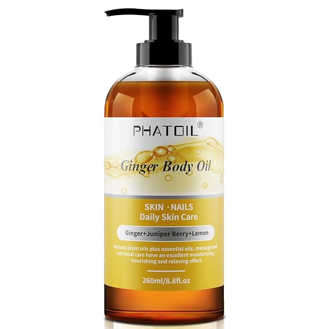 Vanilla Body Oil 260ML & Ginger Body Oil 260ML Large Bottle Body Oil for Moisturizing Skin