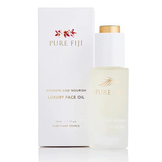 PURE FIJI Hydrate & Nourish Luxury Face Oil Face Moisturizer for Women, Skin Brightening Serum - Anti Aging, Reduce Wrinkles & Dark Spots, Coconut Oil For Face Organic, 1 Fl.Oz