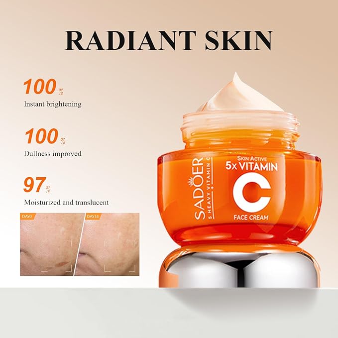 Vitamin C Skin Care Set With Cleanser, Toner, Face Serum, Face Cream, And Eye Cream, Face Lotion,Skin Care Products For Teenage Girls, Gentle Skin Cleaning & Care Travel Size Kit