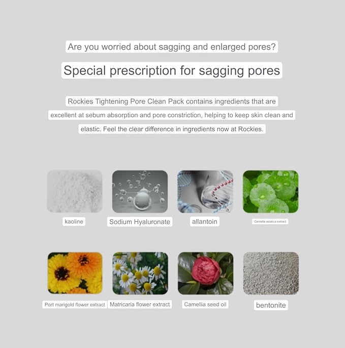 Pore Tightening & Cleaning Mask (5.3oz) - Deep Cleansing Mask for Blackhead Removel, Pore Reducing & Tightening. Kaolin, Allantoin, Bentonite. Korean Skin Care