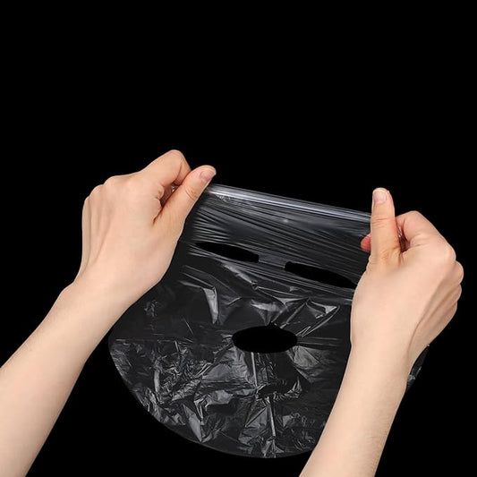 200 Sheets Plastic Face Mask, Disposable Face Mask Facial Mask Set Spatula Transparent Moisturizing Face Mask Disposable Face Thin Facial Plastic Wrap Retention for Skin Care & DIY Spa Mask
