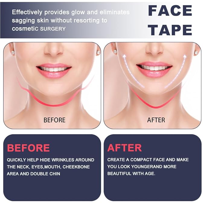 Face Lift Tape Invisible,200PCS,Facelift Tape for face,Double Chin, Saggy Skin,Wrinkles Lifting,live streaming,V-Shaped Face Lifter Tape Overnight,lift strips,lift stickers