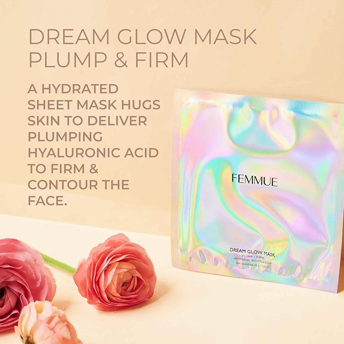 Dream Glow Sheet Mask - Plump Firm (6pk) | Bio-Cellulose Face Mask with Hyaluronic Acid | Hydrating & Firming | Korean Skin Care