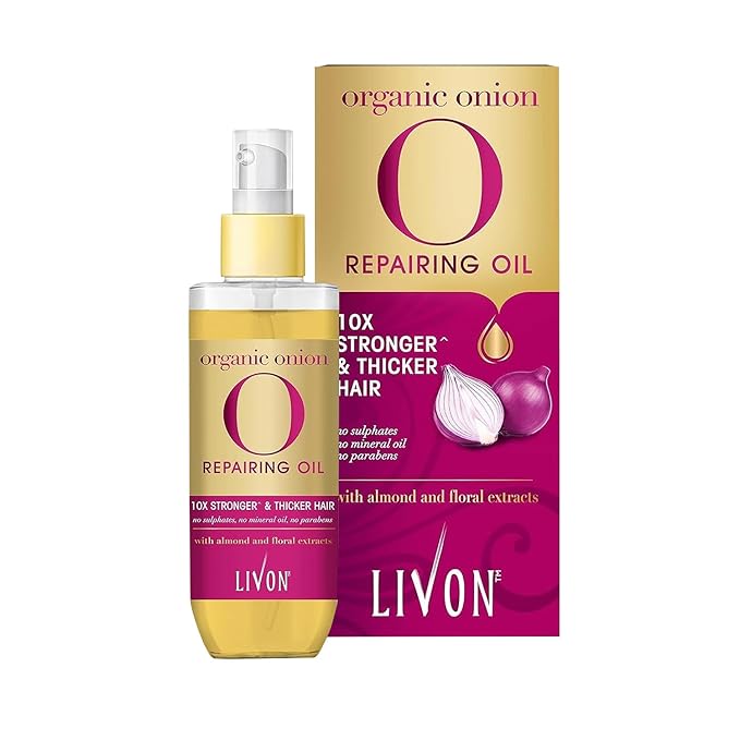 Livon Hair Serum for Men & Women | Sulphate & Paraben free| For All Hair Types | Lightweight & Non Greasy | Organic Onion Repairing Serum Oil | Enriched with Almond & Floral Extracts | 3.3 Fl. oz