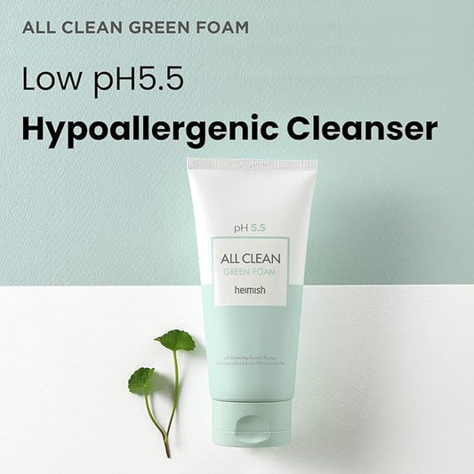 HEIMISH All Clean Green Foam Moisturizing Face Cleanser, Hydrating Gentle Gel Cleanser, Daily Face Wash for Sensitive Skin with Amino Acid, P.H 5.5, for Double Cleansing, Korean Skincare, 5.3oz/150g