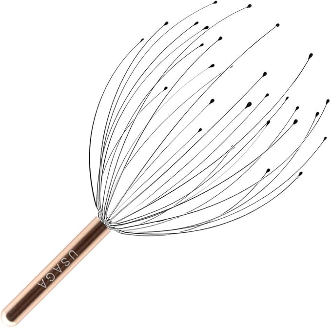 USAGA 28 Fingers Head Scratcher, Head Massager, Scalp Massager for Scalp Body Relaxing (Golden)