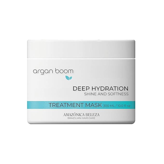 AMAZONICA BELEZA Argan Oil Hair Mask for Intense Moisturizing and Nourishment, Hydrate & Repair Moisture Hair Mask for Dry Hair, Mascarilla Hidratante con Vitamina E,10. Oz