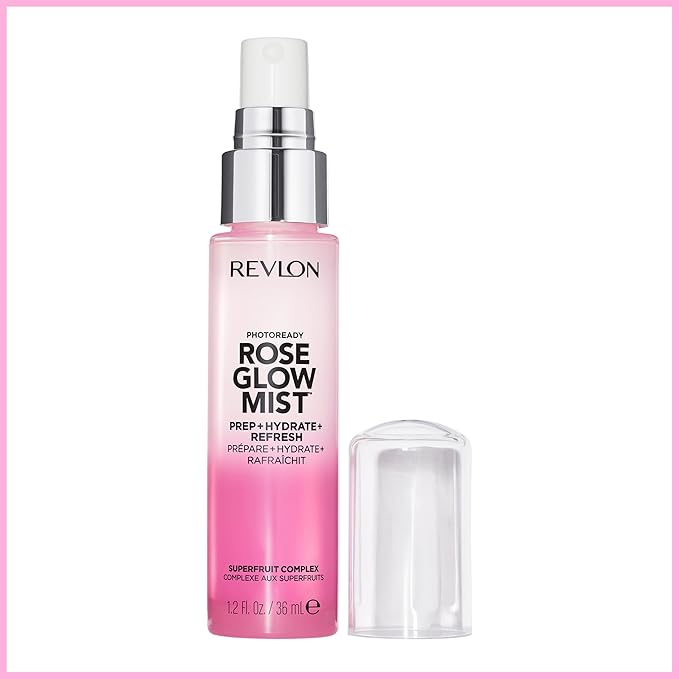 Revlon PhotoReady Rose Glow Mist Face Primer, Prep, Hydrate & Refresh Spray with Sheer Coverage, Infused with Nourishing Oils And Super Fruit Complex, 1.2 fl oz