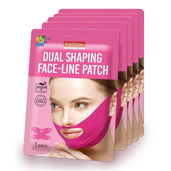 Purederm Dual Shaping Face-line Patch (5 Pack) - V Line Lifting Mask for Total Face-Line Care