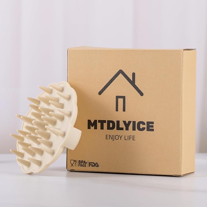 Scalp Massager Hair Growth, Scalp Scrubber Wiht Silicone Bristles, Head Massager Scalp, Wet Dry Hair Care Scalp Scrub for Women Man (White)