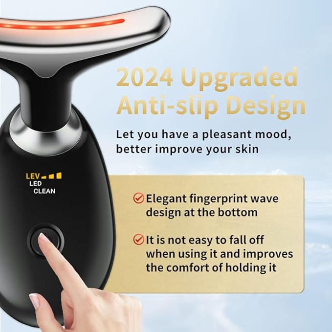 Facial Beauty Device, Multifunctional Facial Skin Care Tools with Vibration, Red and Blue LED Light, 7 Color Led Face and Neck Beauty Device for Home Use, Improve Skin