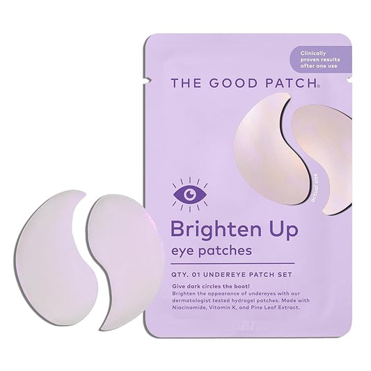 The Good Patch Brighten Up Hydrogel Under Eye Patches for Dark Circles and Puffy Eyes, Made with Niacinamide, Vitamin K, Pine Leaf Extract, Clinically Proven (6 Total Patch Sets)