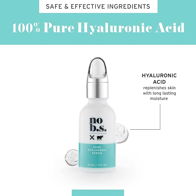 No Bad Stuff - Pure Hyaluronic Acid Serum For Face, Fine Lines & Wrinkles Serum, Suitable for All Skin Types, Skin Care for Women & Men, Gluten Free, Vegan, Travel Size, Unscented 1 FL Oz