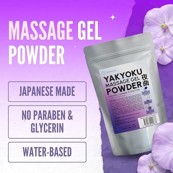 EROTICGEL Japanese Massage Gel Powder (500g) - Yakyoku Edition| Resealable Sachet | Slippery, Odorless, Tasteless, and Stain-Free | Made in Japan | Massage Powder Makes Up to 50L/13.2 gal of Gel