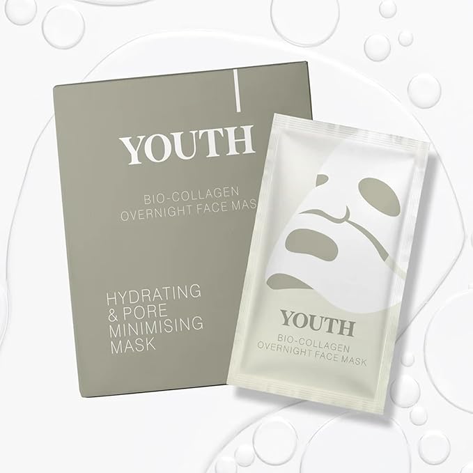 Youth Bio-Collagen Overnight Face Mask - Youth Skin Collagen Mask, Korean Glass Skin Face Masks Skincare, Hydrating Overnight Hydrogel Mask, Pore Minimizing, Elasticity Improvement (34gx8ea)