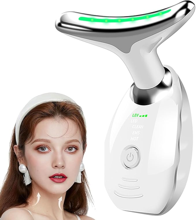Facial Massager for Face and Neck, Red Light Therapy for Face, Electric Facial Massage with 3 Massage Modes, Vibration and Heating Technologies for Skin Care