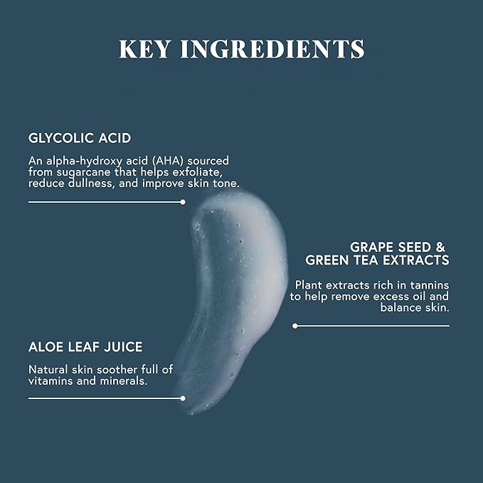 Glycolic Gel To Foam Facial Cleanser (100ml/3.4oz) | Foaming Face Wash| Natural, Plant-Based & Science-First Skincare Routine for Men & Women