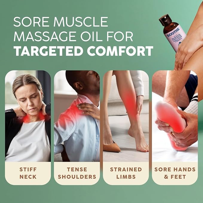 Kukka Soothe Massage Oil for Massage - 3.38 Fl Oz - 100% Pure Natural, Warming for Women & Men with Eucalyptus, Peppermint, Grapeseed & Vitamin E