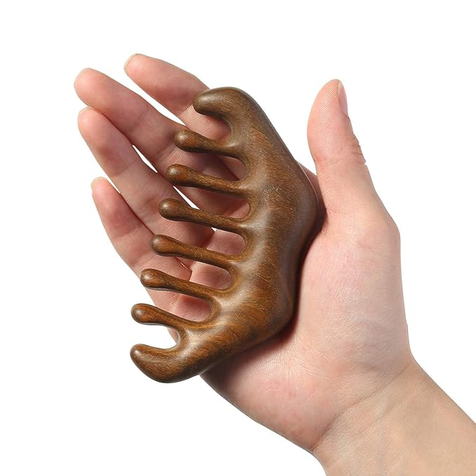 Wooden Comb,Scraping Scalp Massage Comb,Natural Wood Wide Tooth Hair Comb,Handheld No Static Head Massage Tool Meridians Massager for Head Caring Relaxation Acupoint Massage.