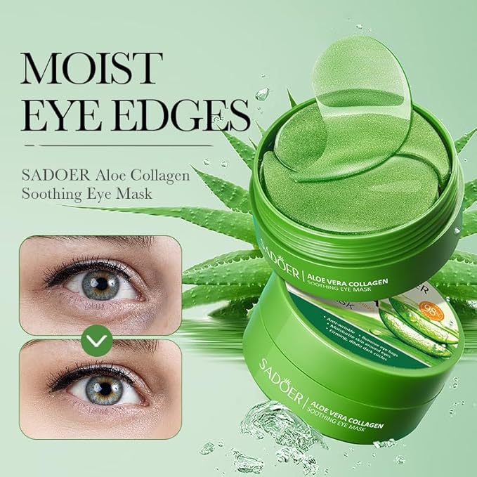 Aloe Vera Eye Masks, Under Eye Patches for Dark Circles and Puffiness 60PCS, Anti-Aging Eye Patch Treatment Masks, Hydrating Eye Mask Skincare, Eye Gel Pads for Eye