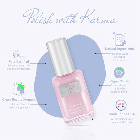 karma organic Natural Nail Polish, Vegan, and Cruelty-Free, No Toluene, No Formaldehyde, No DBP, and Free of TPHP, Pretty in Pink