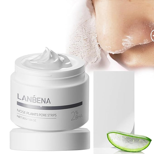 LANBENA 2.0 Nose Pore Strips, Blackhead Remover Mask with Salicylic Acid, Amazonian White Clay, Pore Cleanser Purifying Peel off Face Mask with 60 PCS Strips, Aloe Facial Mask(1.05 Ounce)