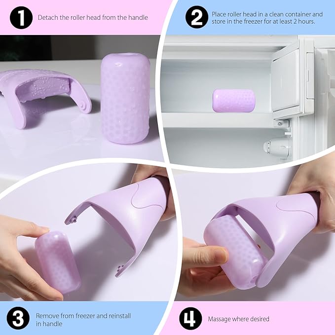 Teenitor Purple Ice Roller for Face, Anxiety Relief Items, Ice Face Roller Skin Care, Cold Roller for Puffiness, Roller Freezer Facial Massager Skin Care Tools