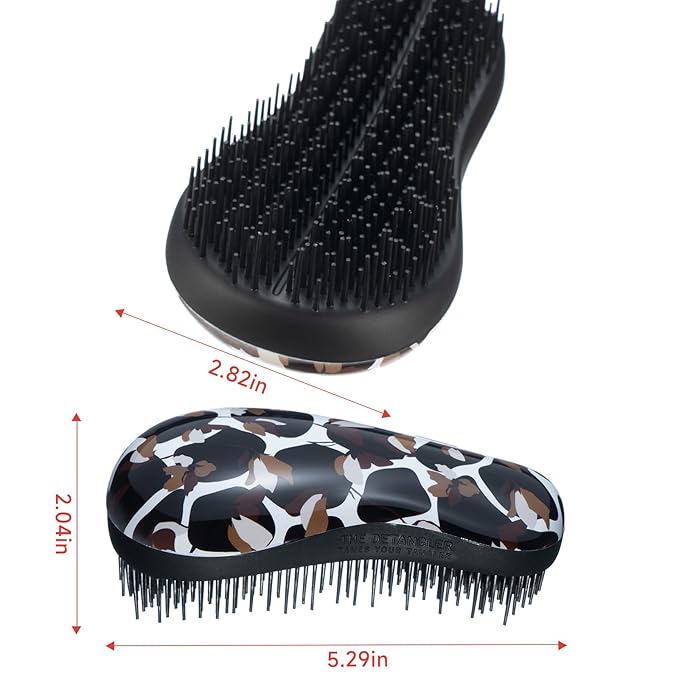 Hand Grip Brush, Gentle Detangling, Detangler Hair Brush for All Hair Types. For use on Wet or Dry Hair (Black Floral)