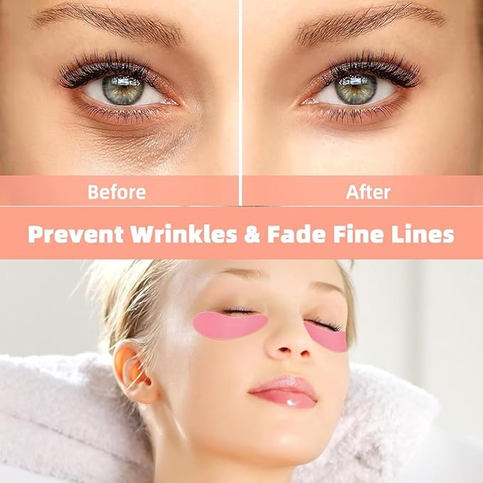 3 Pairs Silicone Reusable Eye Patches Eye Wrinkle Patches Under Eye Patches Mask for Plump Fine Lines & Wrinkles (Pink+White+Purple)