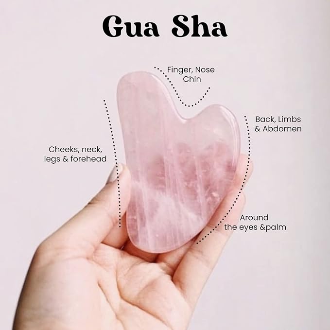 ROSELYNBOUTIQUE Gua Sha Facial Tools & Face Roller for Wrinkless Natural Skincare Tool Jade Roller Guasha Tool for Face Facial Massager (Rose Quartz - Pink)