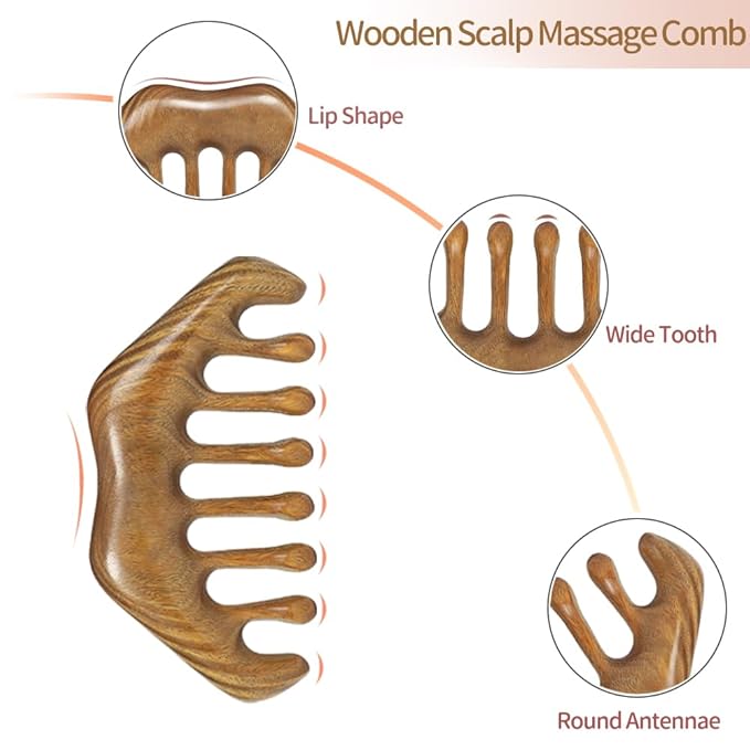 Wooden Scalp Massager for Hair Growth - Gua Sha Manual Head Massage Tool with Comb for Hair Care, Relaxation, and Acupoint Massage - Birthday Gift for Women and Men