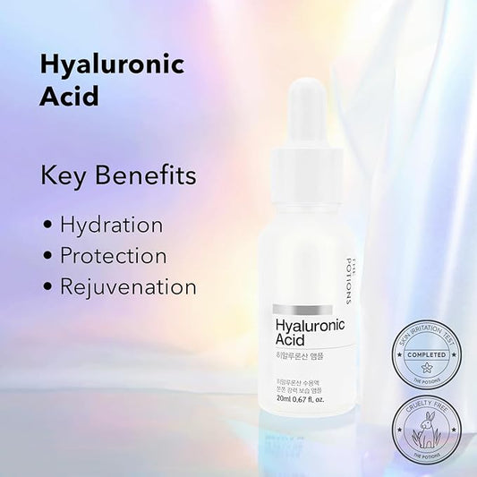 The Potions Hyaluronic Acid Ampoule for Face l Hydrating Moisturizer l Korean Skincare, Cruelty-free, Hypoallergenic - 50ml