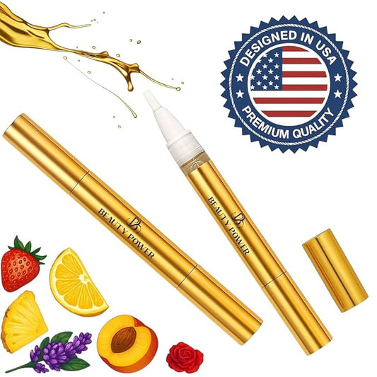 Nail Oil Cuticle Pen - Orange - Nail Strengthener & Growth Serum with Vitamin A, D, E, B5, Grapeseed & Natural Oils - Repair for Brittle, Peeling, Thin Nails - Twist Brush Pen