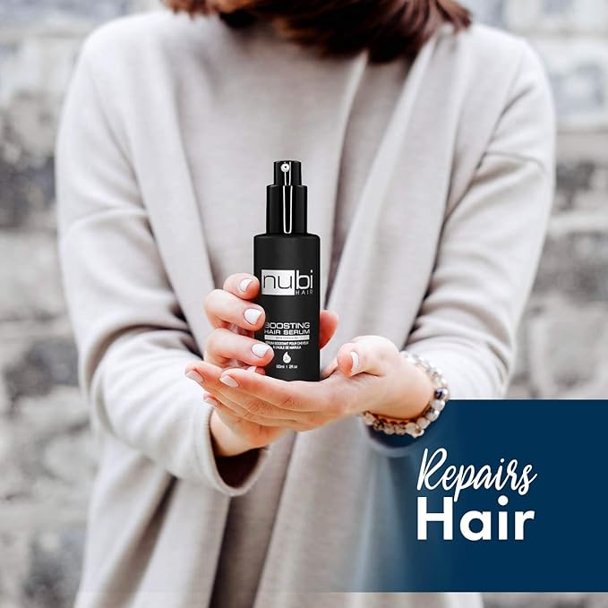 Nubi Serum for Damaged Hair, Marula Repair Serum with Aloe, Vitamin E, Hydrates and Smooths Hair, Frizz Control Product for Women and Men, 2 Fl. Oz. / 60 Ml., 1 Count