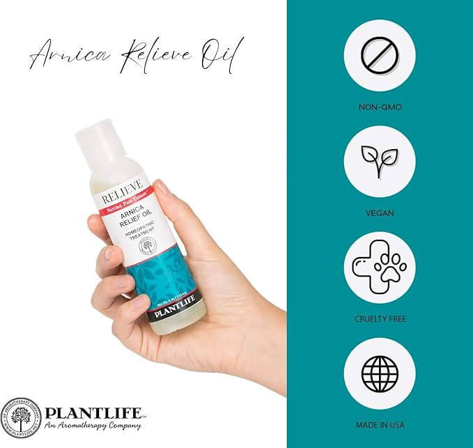 Plantlife Arnica Relieve Oil - Relieve Products are a Homeopathic Solution for Everyday Use - Works Quickly and Effectively - Made in California