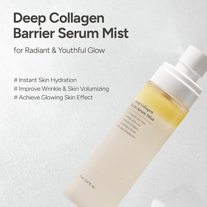 SUNGBOON EDITOR Deep Collagen Barrier Serum Mist | Real Collagen, Multi Peptides, Hydration, Wrinkle Care for Dry Skin, Wrinkles, Korean Moisturizer, Korean Skin Care, Glass Skin Mist, 3.21 fl. oz
