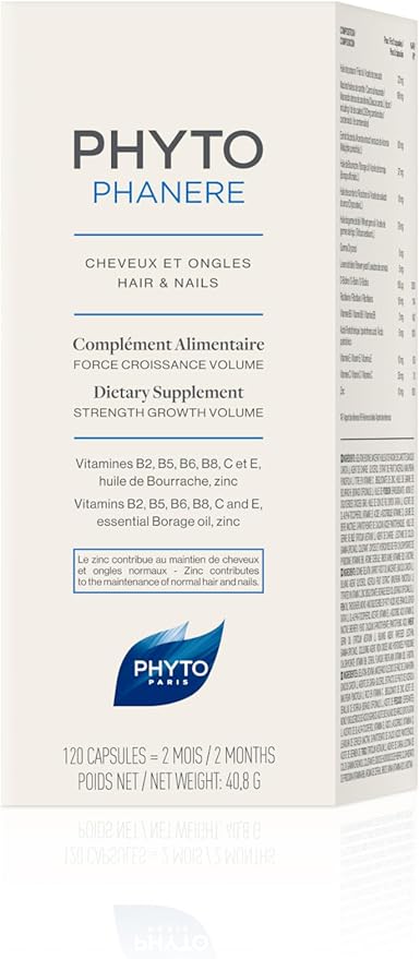 PHYTO Phytophanère 100% Natural Hair Loss Thinning Dietary Supplement, 2-Month Supply 120 Count (Pack of 1)