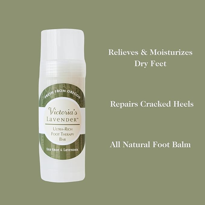Victoria's Lavender Ultra Rich Foot Balm for Dry Cracked Feet - Cracked Heel Repair, Foot Softener, & Moisturizer with Lavender & Tea Tree Oil, Dry Feet Treatment & Foot Care for Men & Women - 2.5 oz