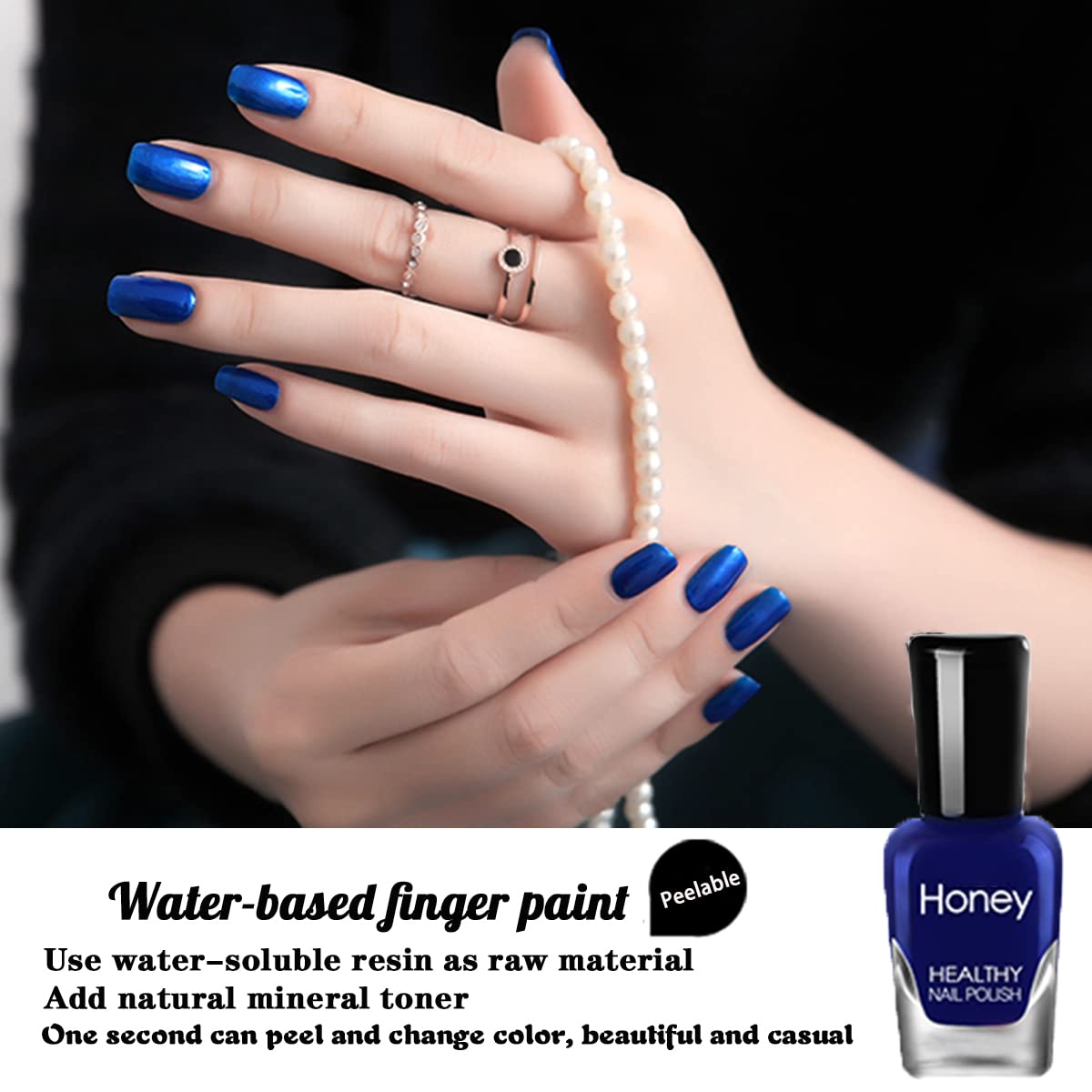 Non Toxic Easy Peel Off and Fast Dry Nail Polish Set for Pack, Eco Friendly & Organic Water Based for Women,Teens (6 Bottles, 5ML)