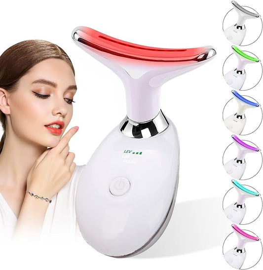 7-Color Light Facial Massager & Neck Contouring Device - Beauty Slimming Tool with Heat Therapy