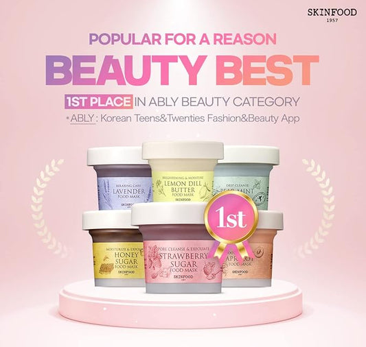 SKINFOOD Mask Honey Sugar 120g - Facial Pore Cleanser, Nourishing & Firming Skin Exfoliator - Wash Off Face Masks w/Melting Sugar for Healthy and Smooth Skin- Shower-Proof Texture (4.23 oz)