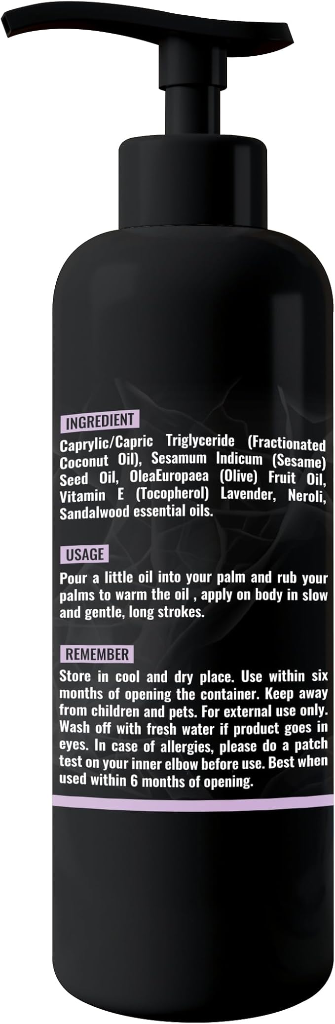 Organic - Lavender Floral Edible Full Body Massage Oil - Relaxing, Calming | No Stain & Non-Sticky |with Fractionated Coconut Oil, Orange Blossom & Lavender Oil - 8.45 Fl Oz