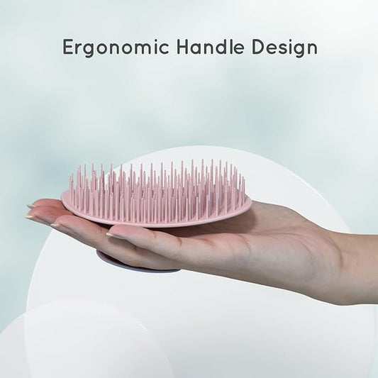 2 PC Scalp Massager Shampoo Brush, ECOED Scalp Scrubber & Exfoliator for Dandruff Removal, Wet & Dry and Detangler for Men and Women, Suitable for Short Medium Hair (Pink)