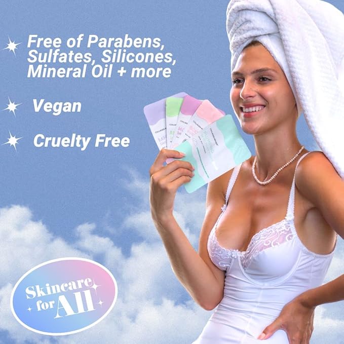 Anti-Wrinkle Face Masks (10-Pack) Korean Skincare Infused with Collagen, Green Tea, Glutathione, Niacinamide & Ceramide - Hydrating Solution for Smooth, Youthful Skin